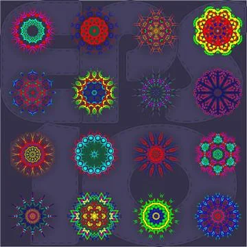 Set ornamental round lace pattern, circle background 스톡 일러스트