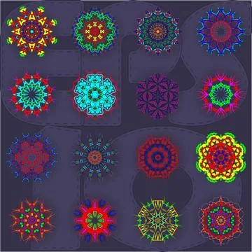 Set ornamental round lace pattern, circle background 스톡 일러스트