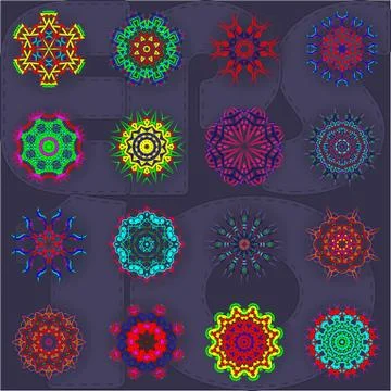 Set ornamental round lace pattern, circle background Stock Illustration