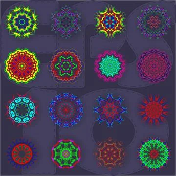Set ornamental round lace pattern, circle background 스톡 일러스트