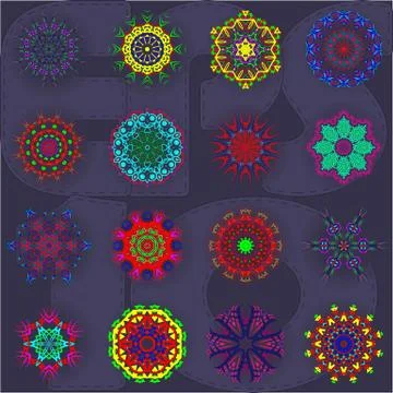 Set ornamental round lace pattern, circle background 스톡 일러스트