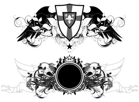 Set of ornamental shields Stock Illustration