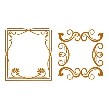 Set of Ornamental Square Frames with Elegant Flourishes in Black Vector Style Stock Illustration