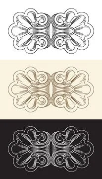 Set of ornate engraved baroque design element vector Stock Illustration