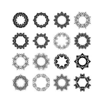 Set of ornate mandala frames and borders. Gothic lace tattoo. Celtic weave with 库存插图