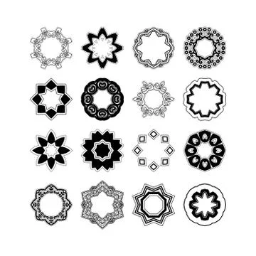 Set of ornate mandala frames and borders. Gothic lace tattoo. Celtic weave with 库存插图