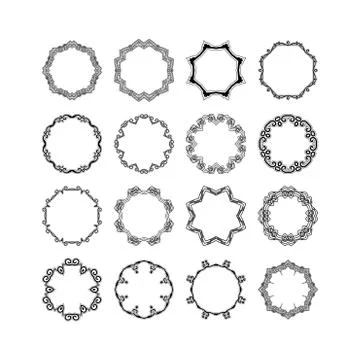 Set of ornate mandala frames and borders. Gothic lace tattoo. Celtic weave with Illustrazione stock