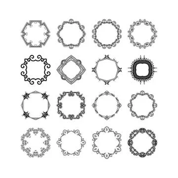 Set of ornate mandala frames and borders. Gothic lace tattoo. Celtic weave with Illustrazione stock