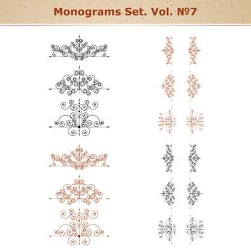 Set of ornate patterns in retro style Stock Illustration