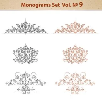 Set of ornate patterns in retro style Stock Illustration