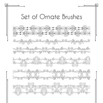 Set of ornate vector brushes. Stock Illustration