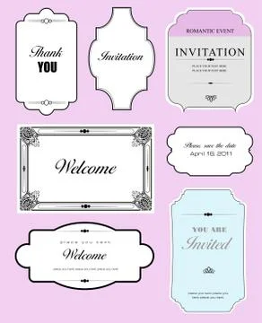 Set of ornate vector frames and ornaments with sample text. perfect as invita Stock Illustration