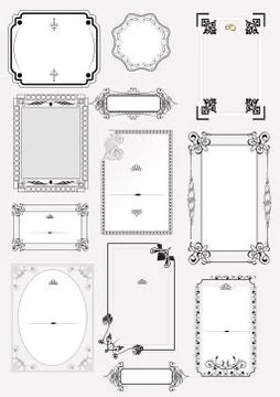 Set of ornate vector frames and ornaments with sample text. perfect as invita Stock Illustration