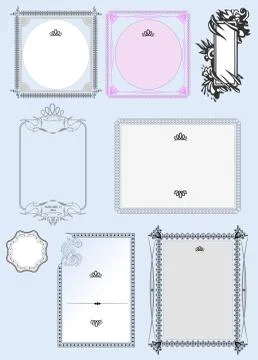 Set of ornate vector frames and ornaments with sample text. perfect as invita Stock Illustration