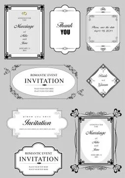 Set of ornate vector frames and ornaments with sample text. perfect as invita Illustrazione stock