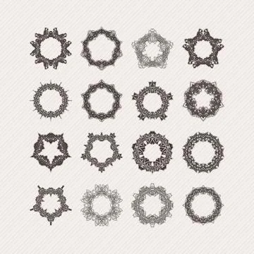 Set of ornate vector mandala borders and frames. Gothic lace tattoos. Celtic  库存插图