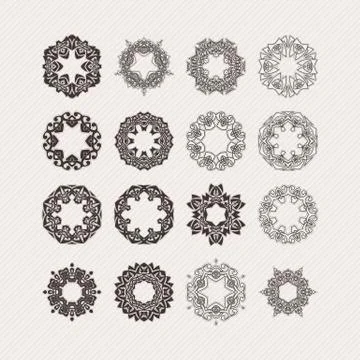 Set of ornate vector mandala borders and frames. Gothic lace tattoos. Celtic  库存插图