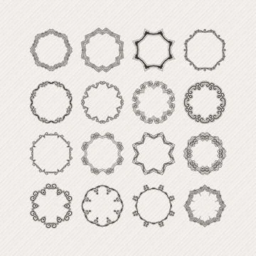 Set of ornate vector mandala borders and frames. Gothic lace tattoos. Celtic 库存插图