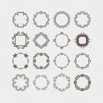 Set of ornate vector mandala borders and frames. Gothic lace tattoos. Celtic 库存插图