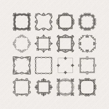 Set of ornate vector mandala borders and frames. Gothic lace tattoos. Celtic イラスト素材