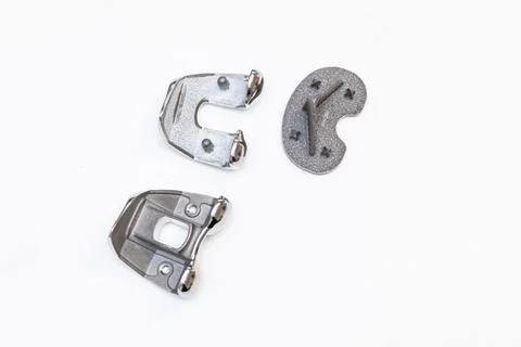 Set of orthopedic knee replacement implants on white background Stock Photos