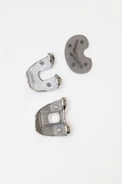 Set of orthopedic knee replacement implants on white background Stock Photos