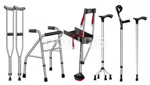 Set of orthopedic walking sticks on white Vector Image