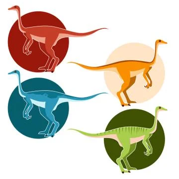 Set of ostrich dinosaurs Stock Illustration