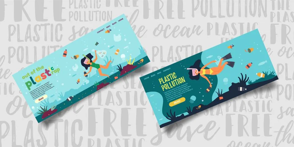 Set out of the plastic rap, plastic pollution. Stock Illustration