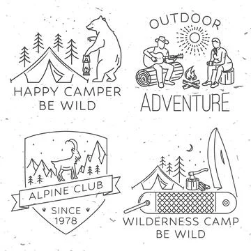 Set of Outdoor adventure badge. Vector. Concept for shirt or print, stamp イラスト素材