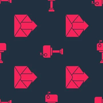 Set Outgoing mail and Mail box on seamless pattern. Vector Illustrazione stock