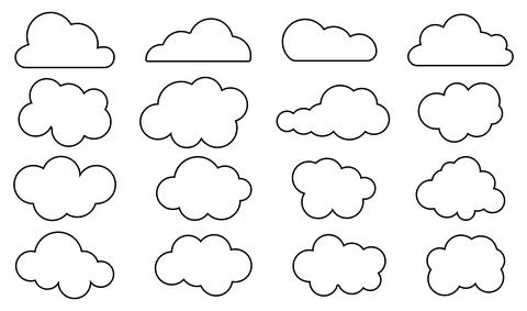 Set of outline cloud icons Stock Illustration