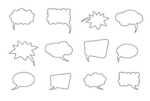 A set of outline comic bubbles. Stock Illustration
