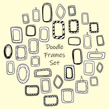 A set of outline different frames for pictures. Doodle. Freehand drawing. Hand Illustrazione stock