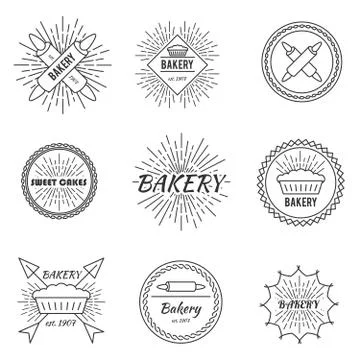 Set of outline emblems Illustrazione stock