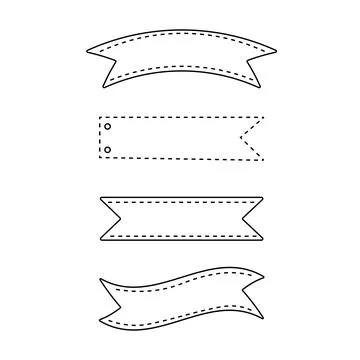 Set of outline empty ribbon banners, vector illustration. Stock Illustration