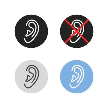 Set of outline human ear icon Stock Illustration