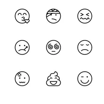 Set outline icon EPS 10 vector format.  Transparent background. Emoticons and Stock Illustration