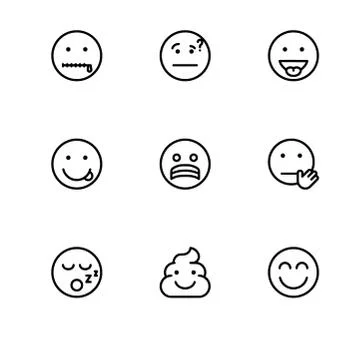 Set outline icon EPS 10 vector format.  Transparent background. Emoticons and Stock Illustration