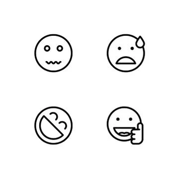 Set outline icon EPS 10 vector format.  Transparent background. Emoticons and Stock Illustration