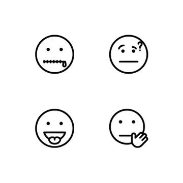 Set outline icon EPS 10 vector format.  Transparent background. Emoticons an Stock Illustration