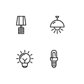Set outline icon EPS 10 vector format.  Transparent background. Lamps and lig Stock Illustration