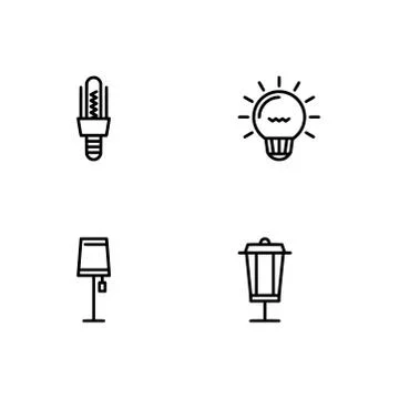 Set outline icon EPS 10 vector format.  Transparent background. Lamps and lig Stock Illustration