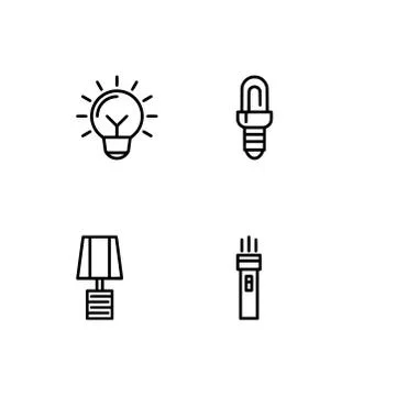 Set outline icon EPS 10 vector format.  Transparent background. Lamps and lig Stock Illustration