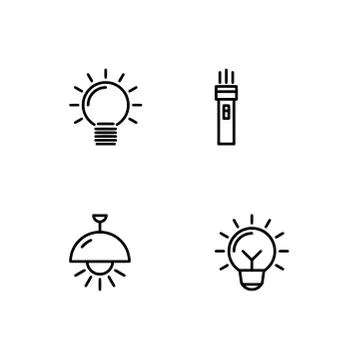 Set outline icon EPS 10 vector format.  Transparent background. Lamps and lig Stock Illustration