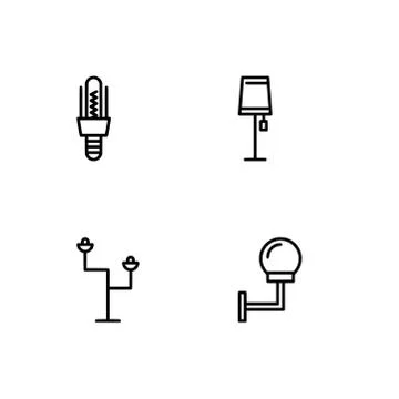 Set outline icon EPS 10 vector format.  Transparent background. Lamps and lig Stock Illustration