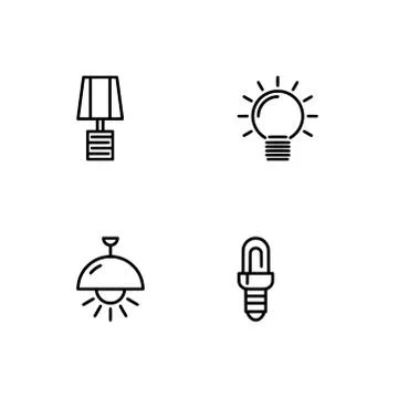Set outline icon EPS 10 vector format.  Transparent background. Lamps and lig Stock Illustration