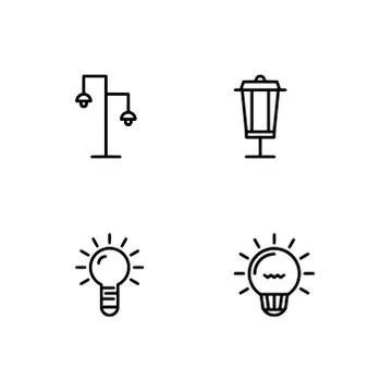 Set outline icon EPS 10 vector format.  Transparent background. Lamps and lig Stock Illustration