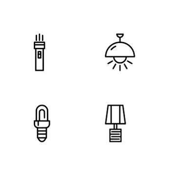 Set outline icon EPS 10 vector format.  Transparent background. Lamps and lig Stock Illustration