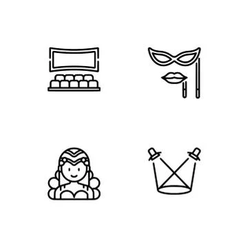 Set outline icon EPS 10 vector format.  Transparent background. Scenic arts. Stock Illustration